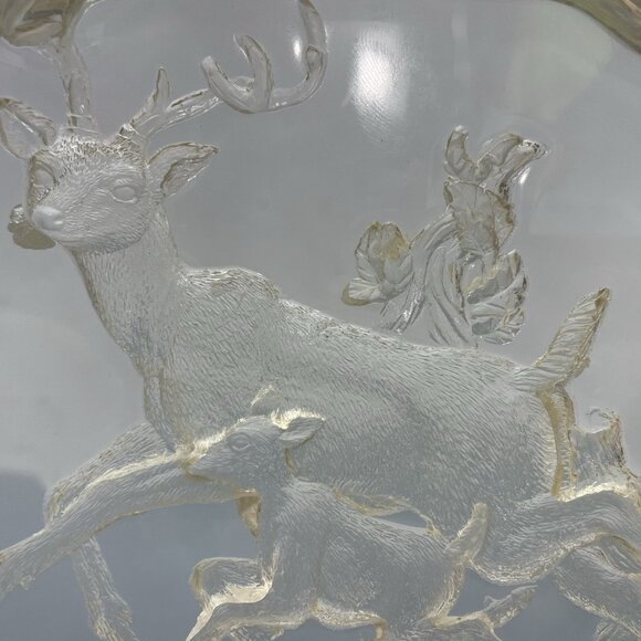 Vintage Deer Fawn Etched Sculpture Block Clear Lucite Acrylic Plastic Collection - Picture 2 of 13